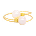 Unique design adjustable 18k gold freshwater pearl ring